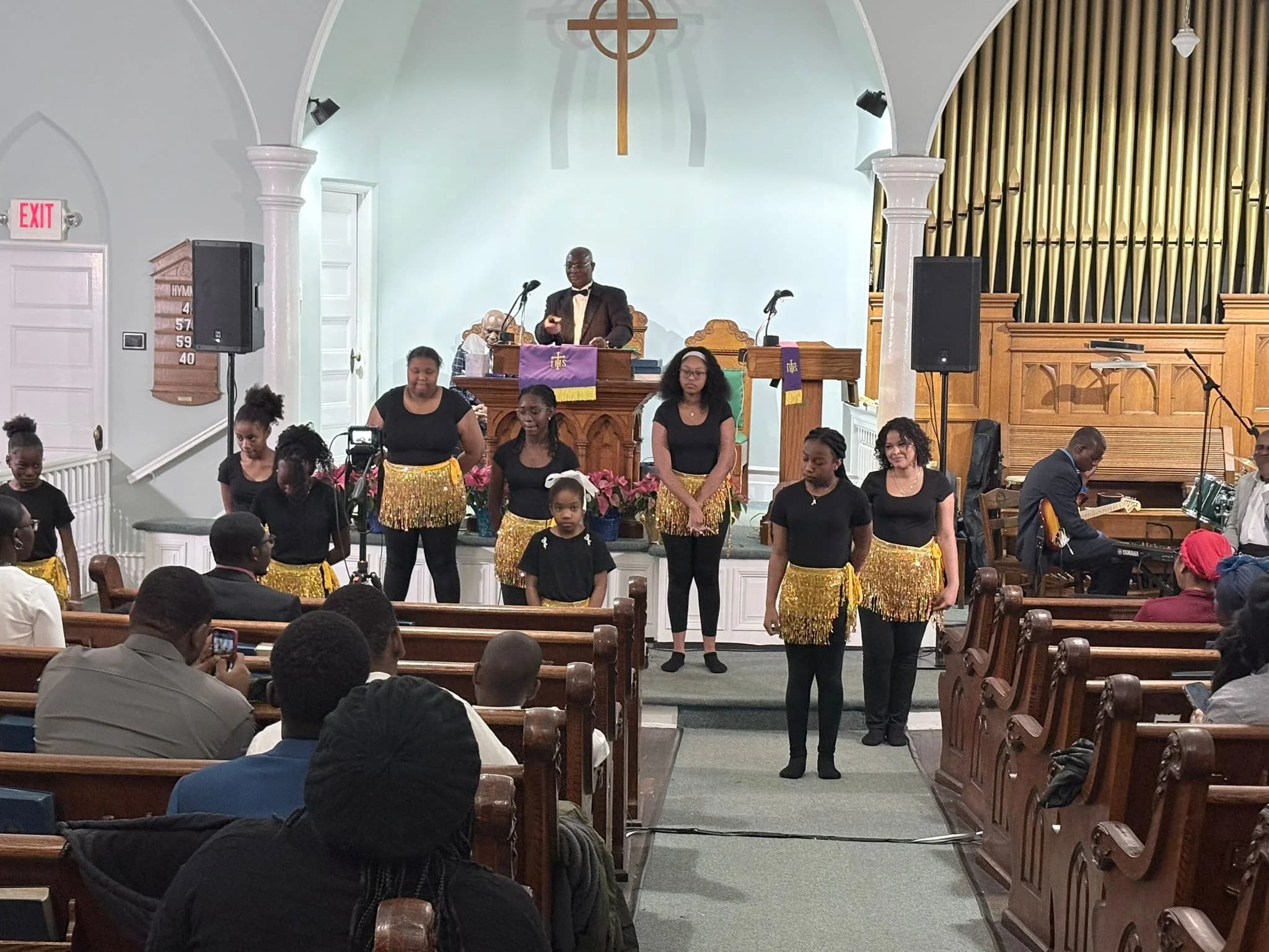 The women's dance ministry presenting during Christmas worship