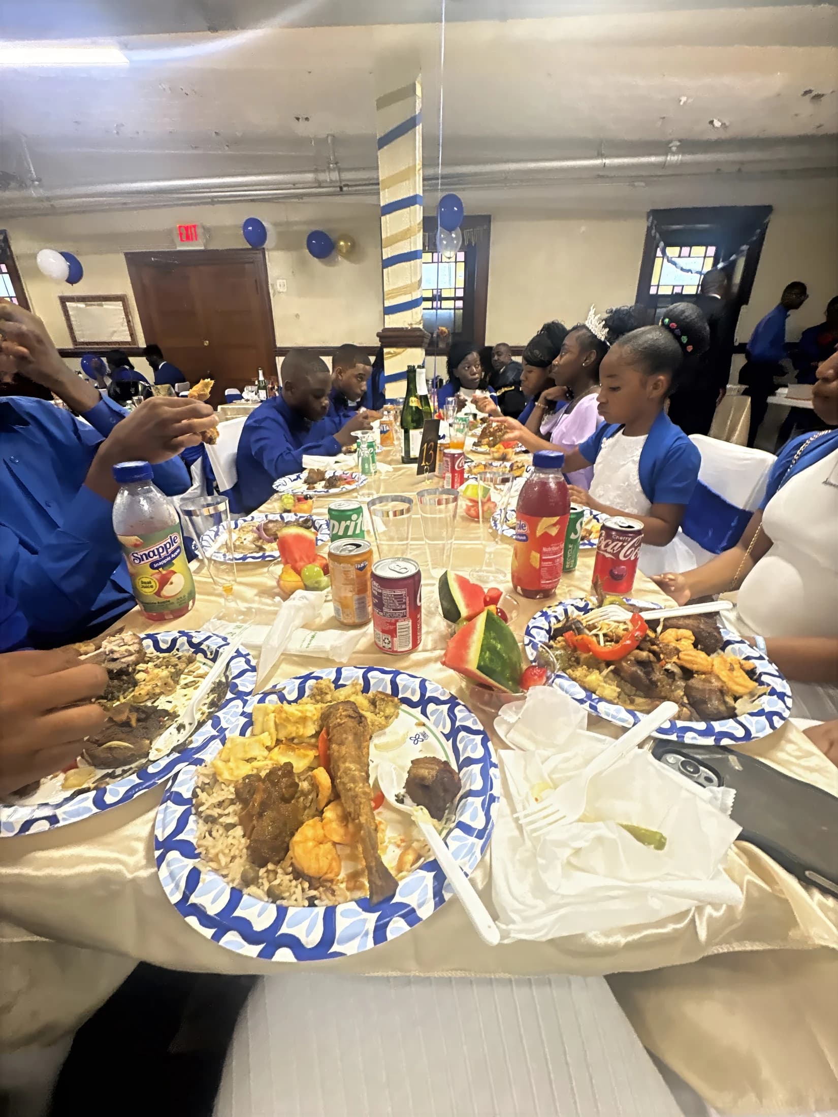 Church members sharing a fellowship meal